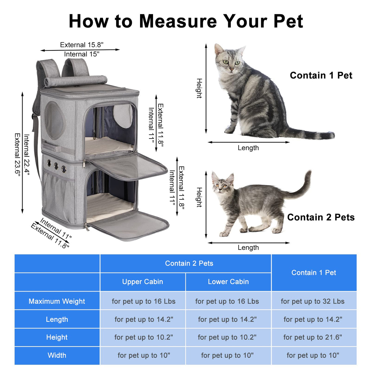 Extra Large Double Pet Carrier Backpack O6177