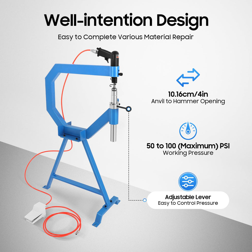 Pneumatic Planishing Hammer with Cast-Iron Stand & Pedal D69182