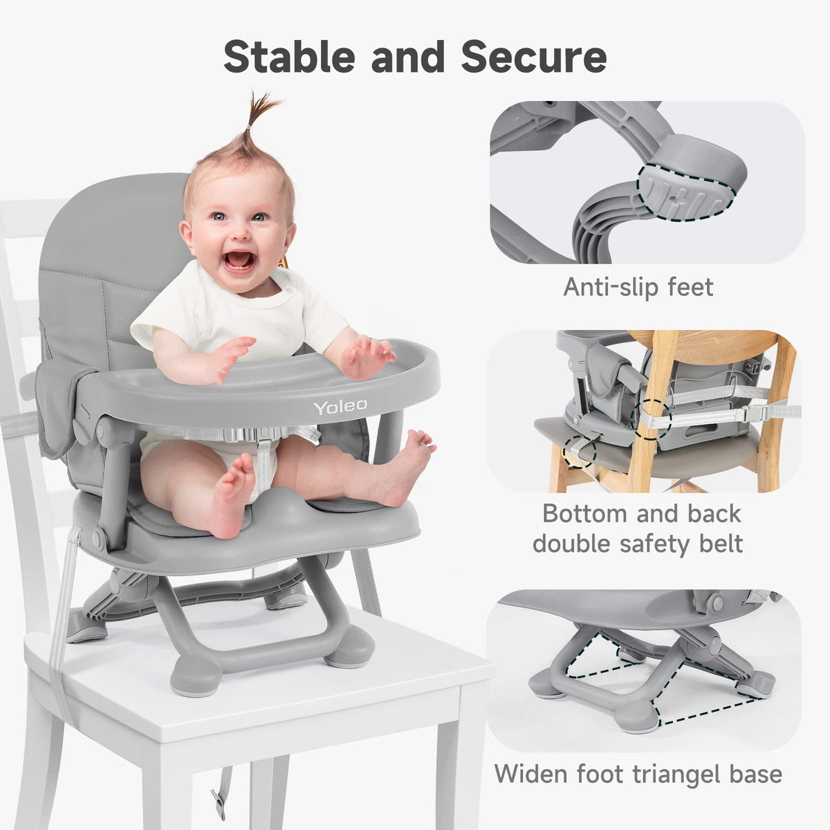 Foldable Baby High Chair Booster Seat with Removable Tray Z15345