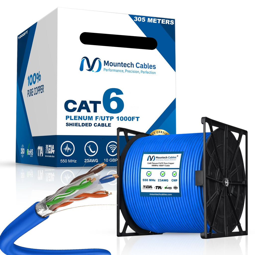 Blue Cat6 Shielded Plenum Ethernet Cable 1000FT C443