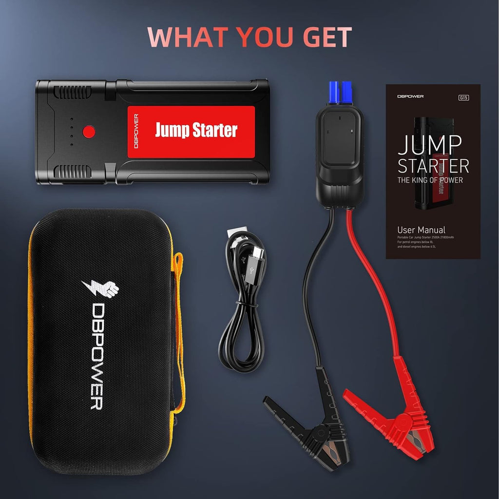 Portable 12V Car Jump Starter with Smart Clamp Cables J2354