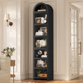 76" Tall Narrow Arched Bookcase, 7-Tier Adjustable Shelves, Black B70823