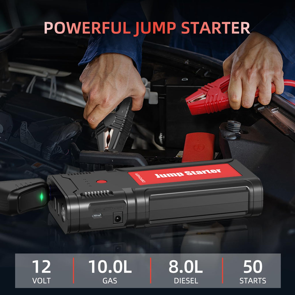 Portable 12V Car Jump Starter with Smart Clamp Cables J2354