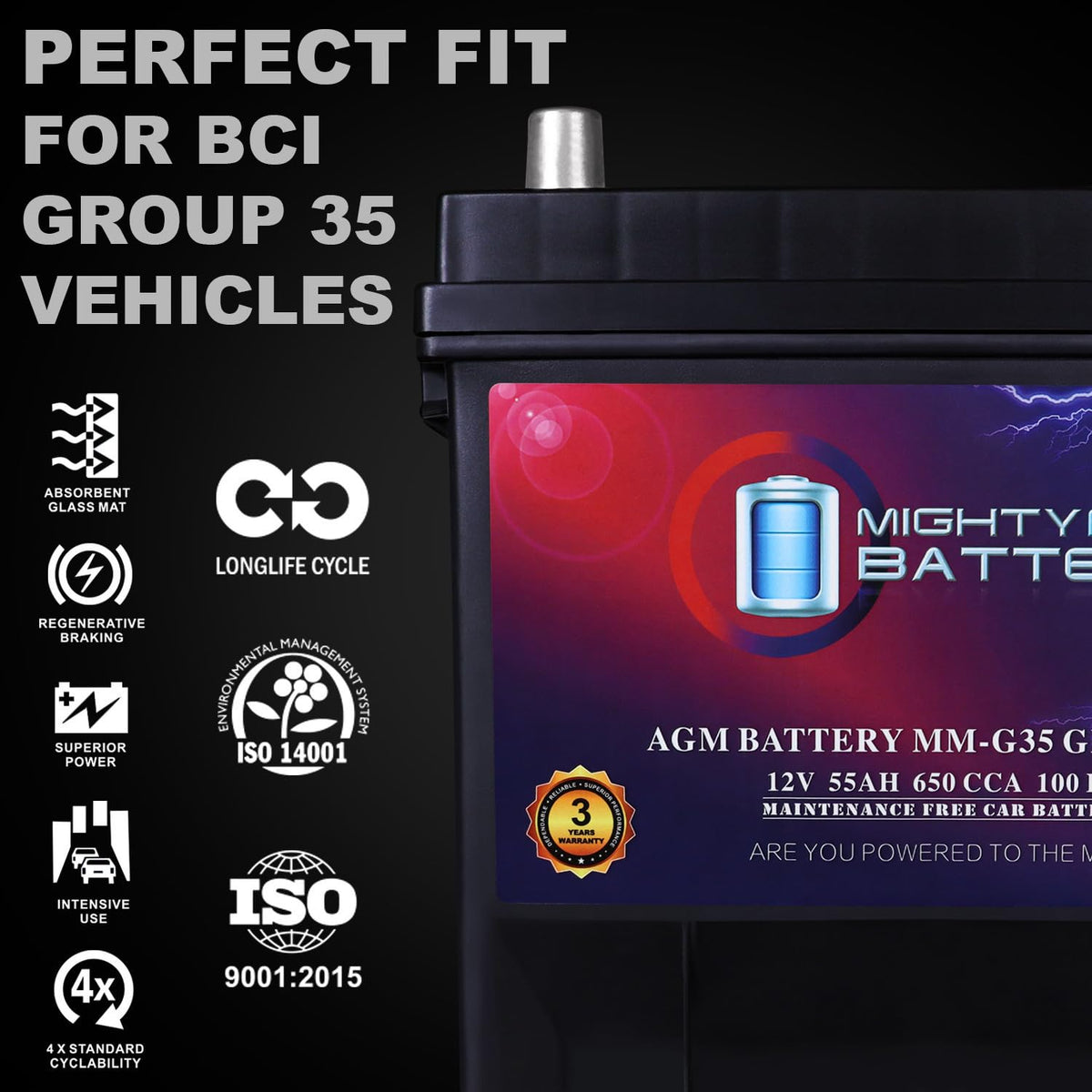 12V 55Ah AGM Replacement Battery W902