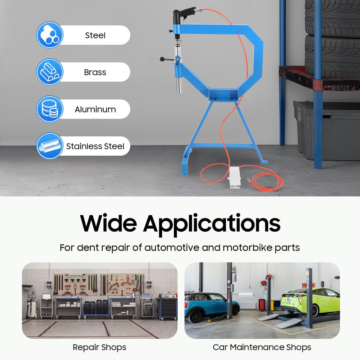 Pneumatic Planishing Hammer with Cast-Iron Stand & Pedal D69182