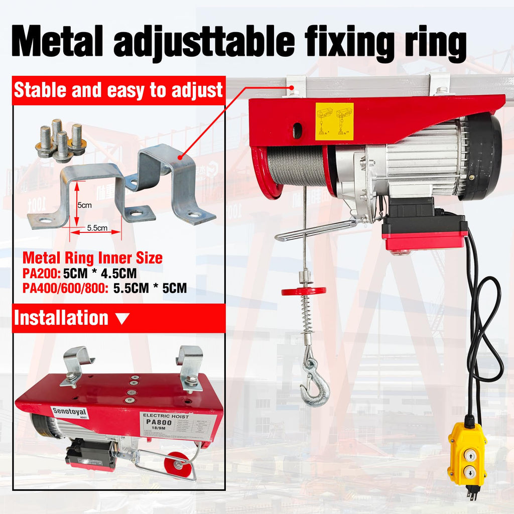 880lbs Electric Hoist Winch with Wireless Control V733262