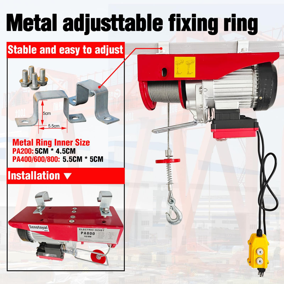 880lbs Electric Hoist Winch with Wireless Control V733262