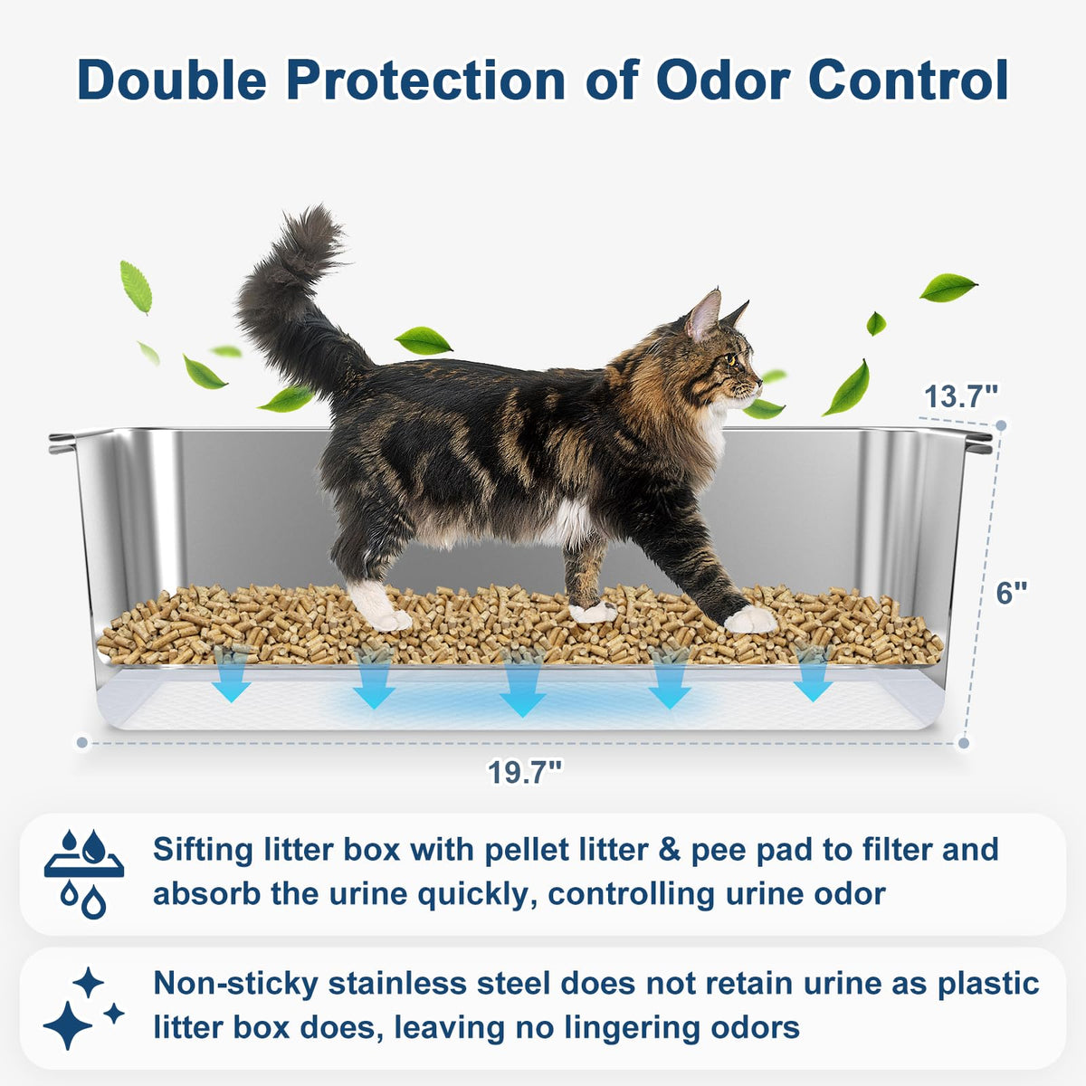 L Stainless Steel Sifting Litter Box M4931