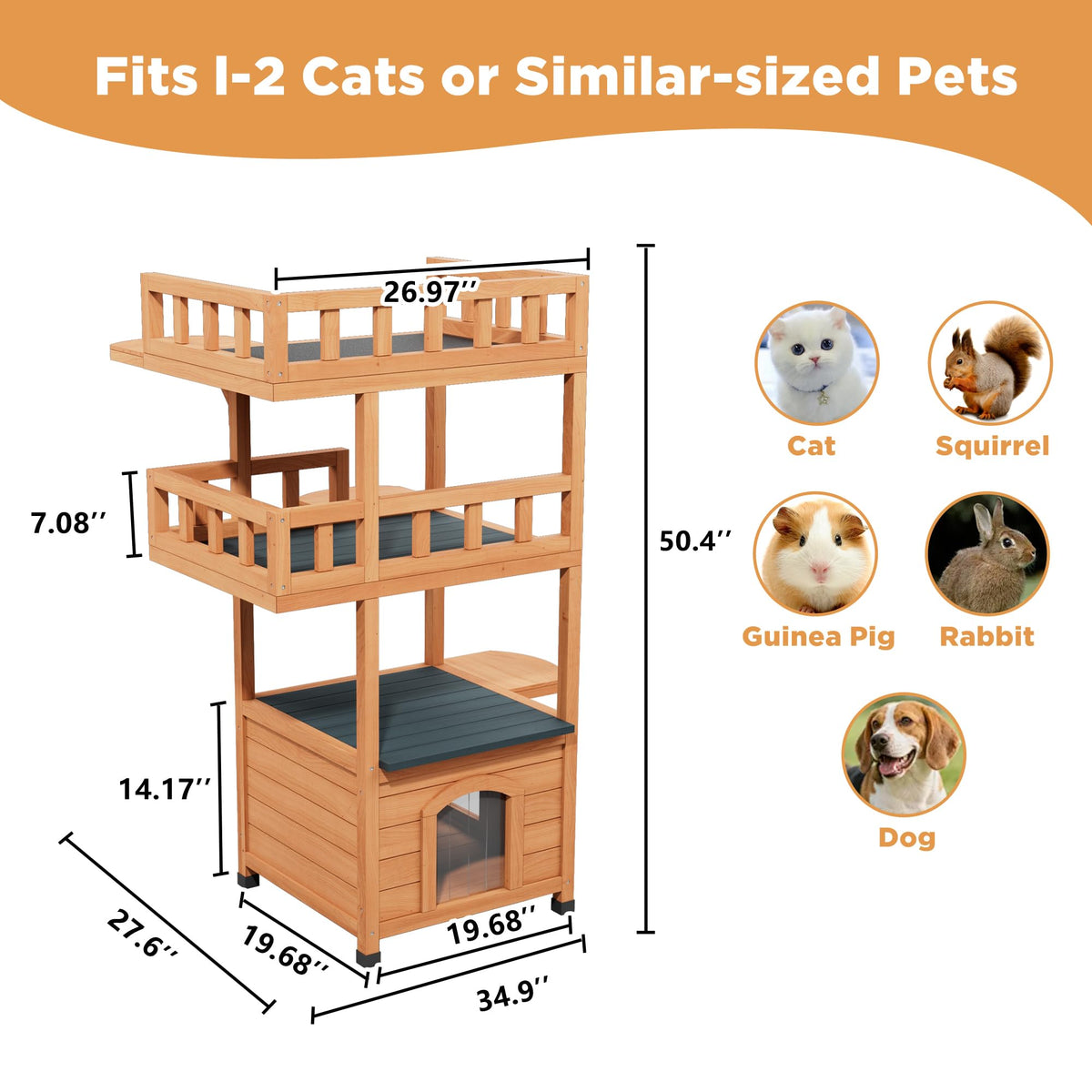Outdoor Cat Tree Tower with Enclosed Condo O90854