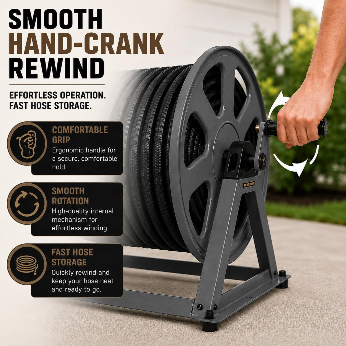 200ft Heavy Duty Metal Floor and Wall Mounted Hose Reel G4222
