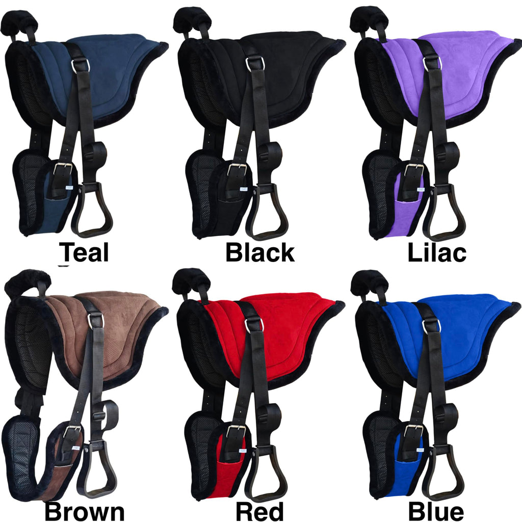 Padded Suede Leather Bareback Pad with Girth & Stirrups Y751