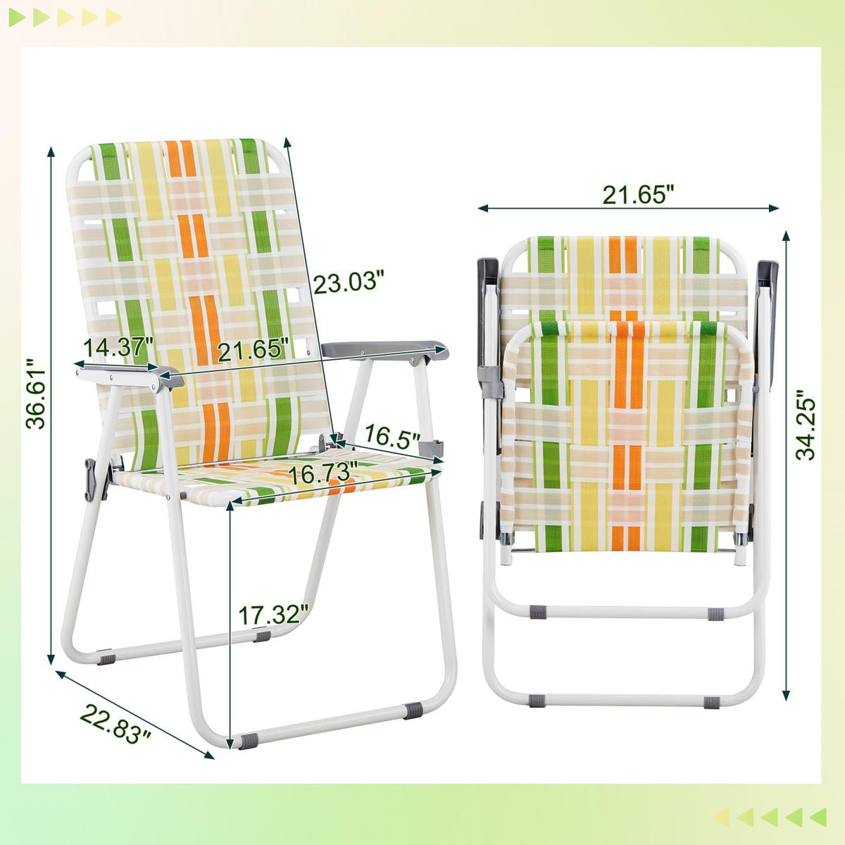 Oversized Folding Webbed Lawn Chairs Set of 2 W11205