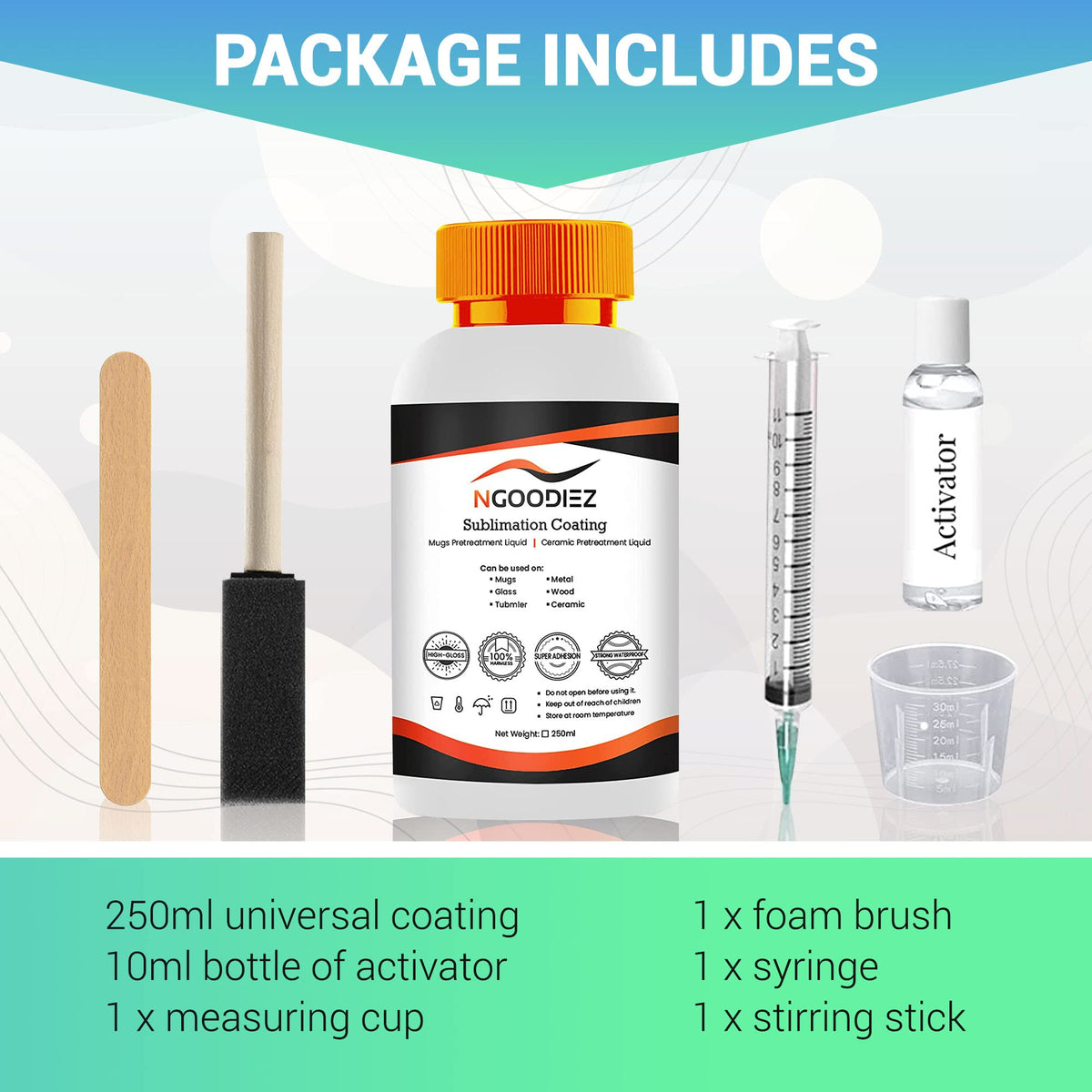 1000ml Quick Dry Washable Sublimation Spray + 250ml High Gloss Waterproof Coating U988942