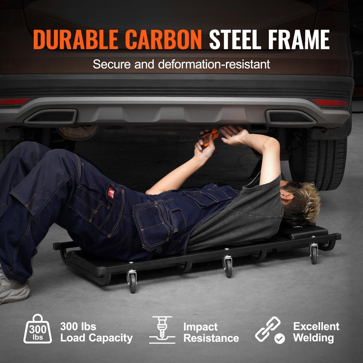 40-Inch 300 lbs Capacity Automotive Rolling Creeper with 6 Casters D495137