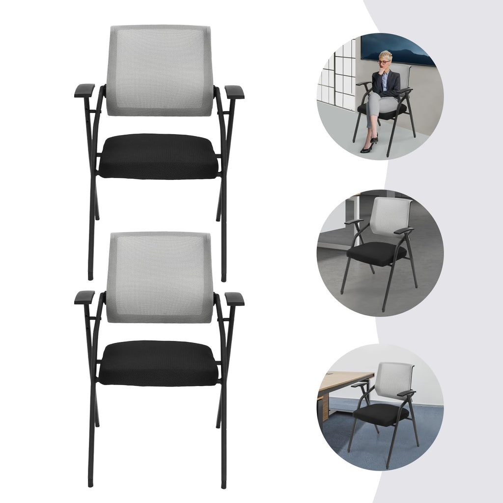 2 Pack Grey Mesh Office Chair with Arms A25741
