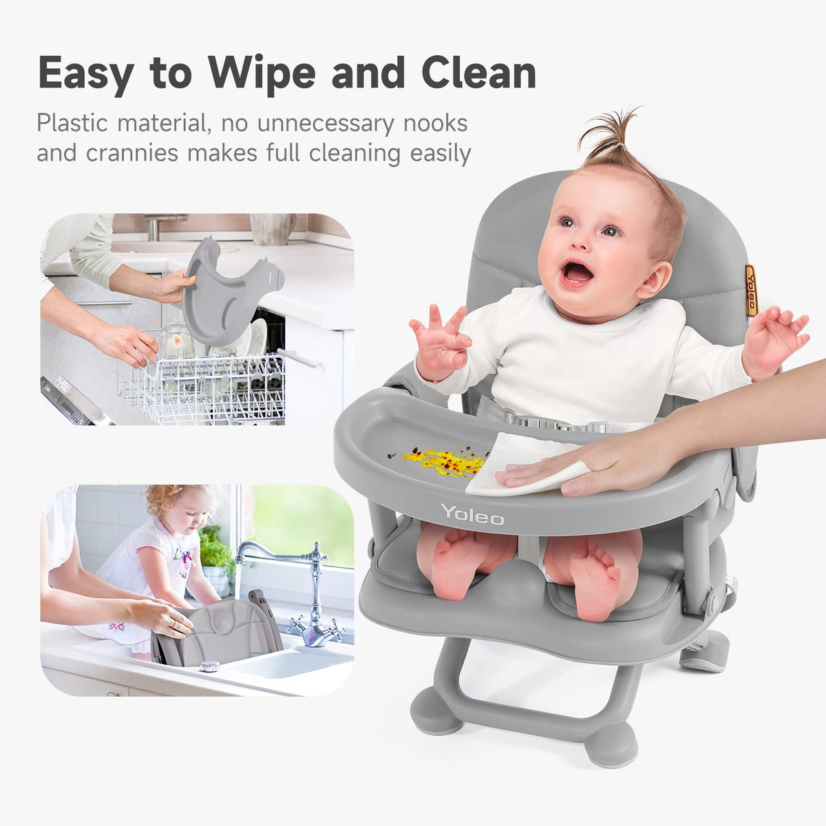 Foldable Baby High Chair Booster Seat with Removable Tray Z15345