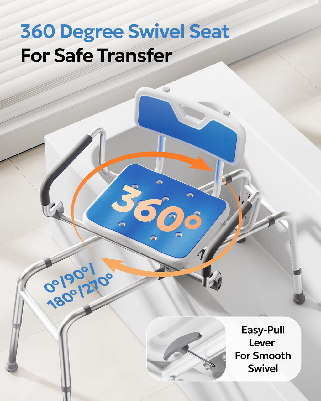 Sliding Shower Chair with 360° Swivel Seat Z180