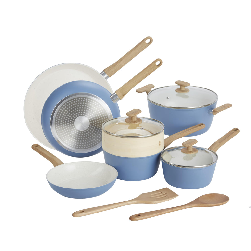 12-Piece Light Blue Ceramic Titanium-Infused Nonstick Cookware Set D818570