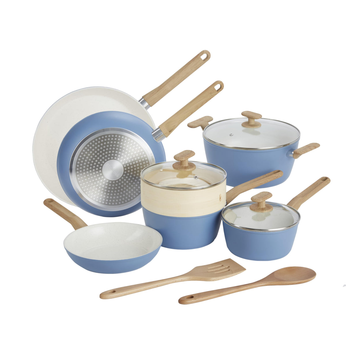12-Piece Light Blue Ceramic Titanium-Infused Nonstick Cookware Set D818570
