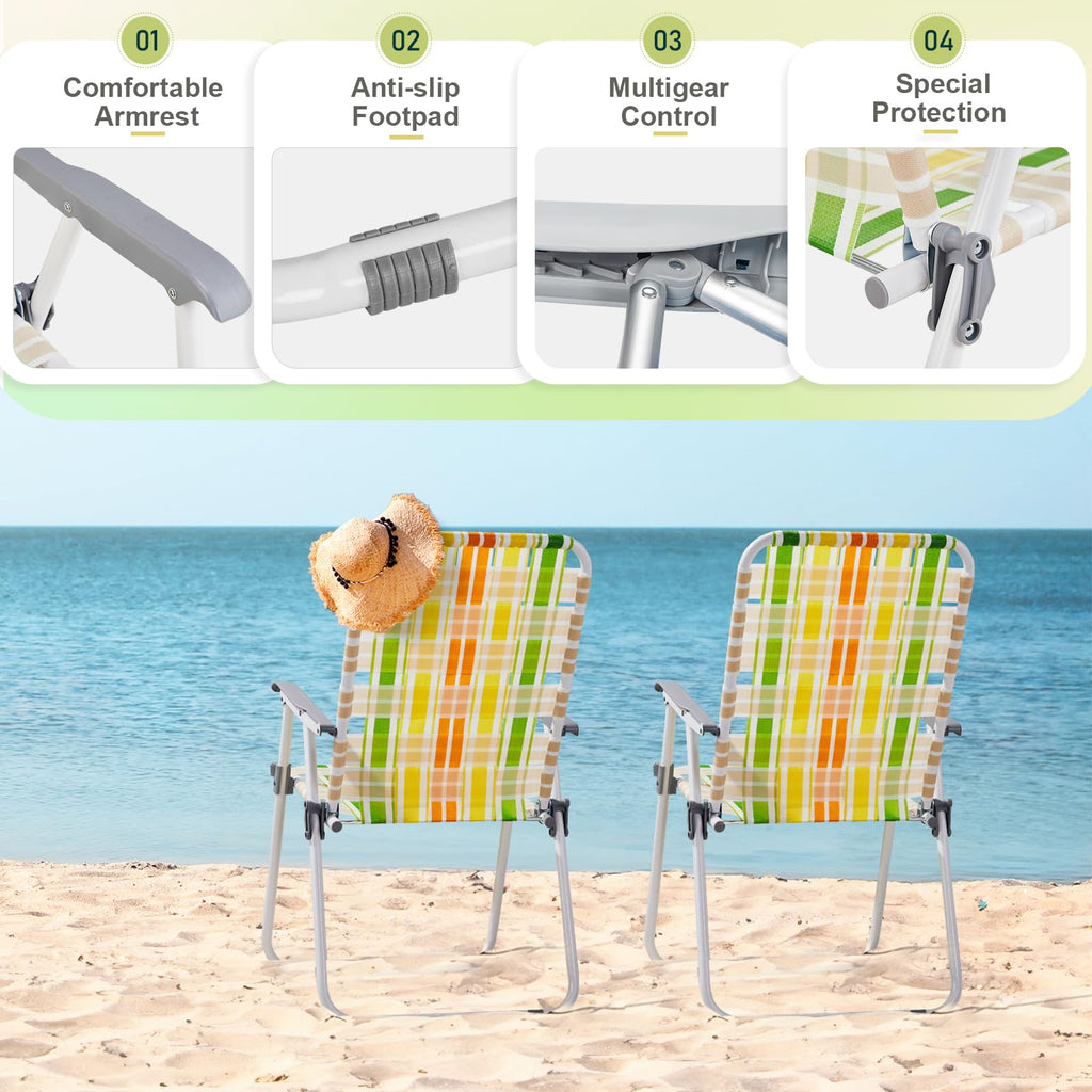 Oversized Folding Webbed Lawn Chairs Set of 2 W11205