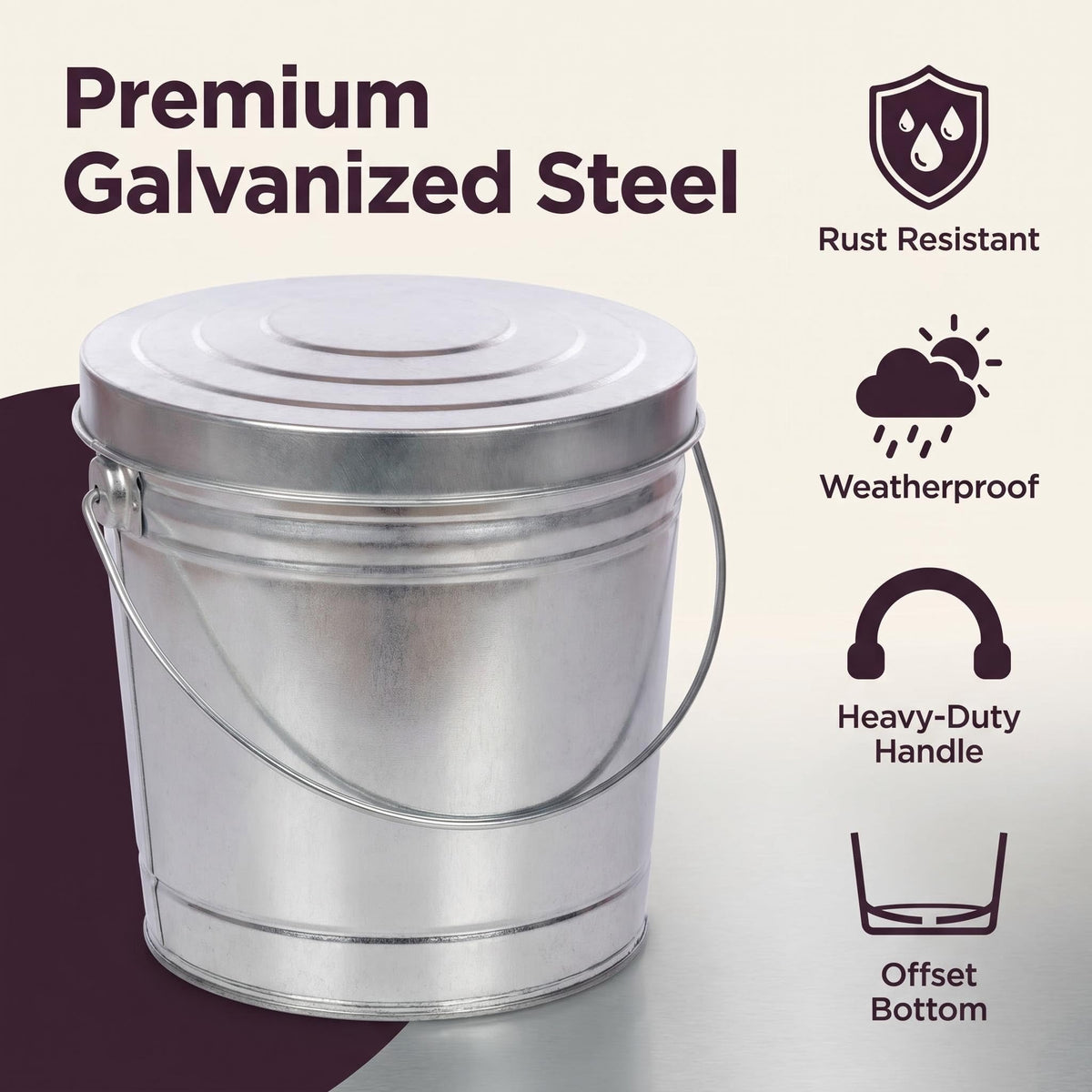 6 Gallon Galvanized Steel Storage Can with Locking Lid Y894