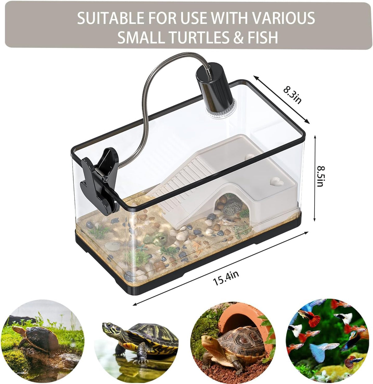 4.7 Gallon Aquatic Turtle Habitat with Basking Lamp, Filter & Platform J7279