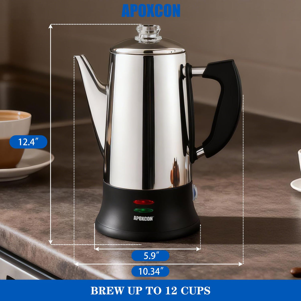 Electric Stainless Steel Coffee Percolator 12 Cup Q93547