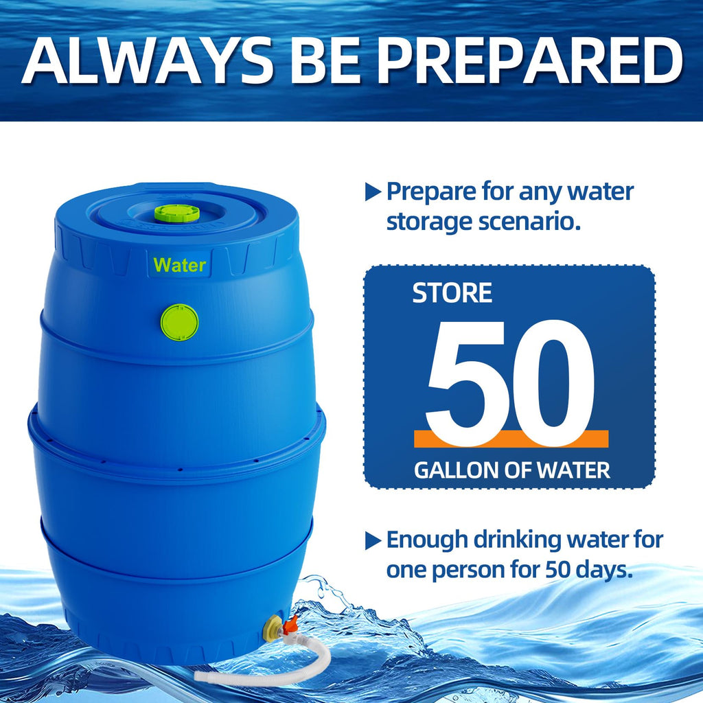 50 Gallon Blue BPA-Free Water Storage Barrel with Spigot G13918