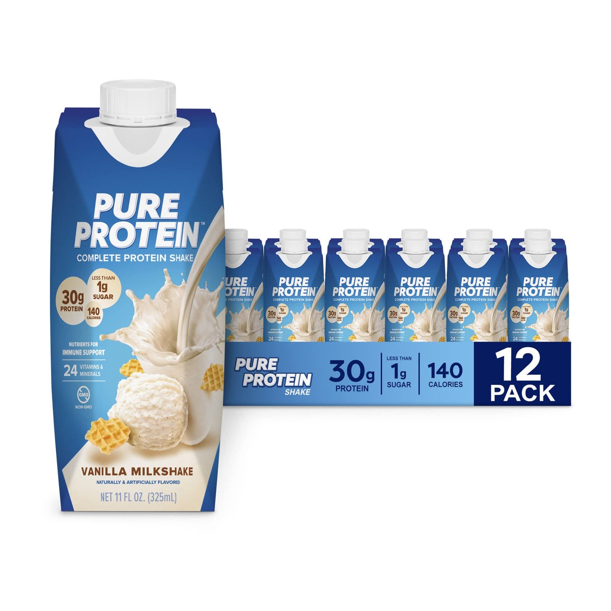 Vanilla Protein Shake, 30g Protein, Vitamins A, C, D, E, Zinc X313