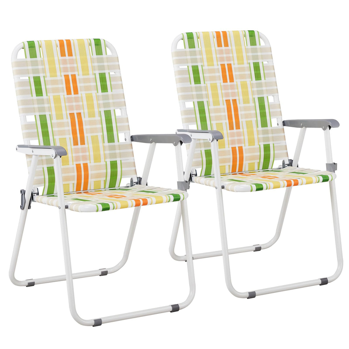Oversized Folding Webbed Lawn Chairs Set of 2 W11205