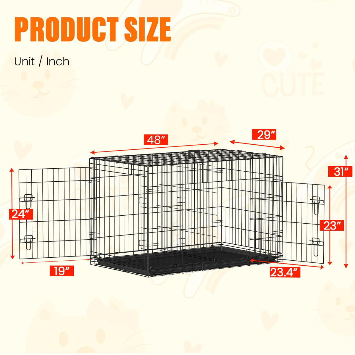 48 Inch Folding Metal Dog Crate A954267