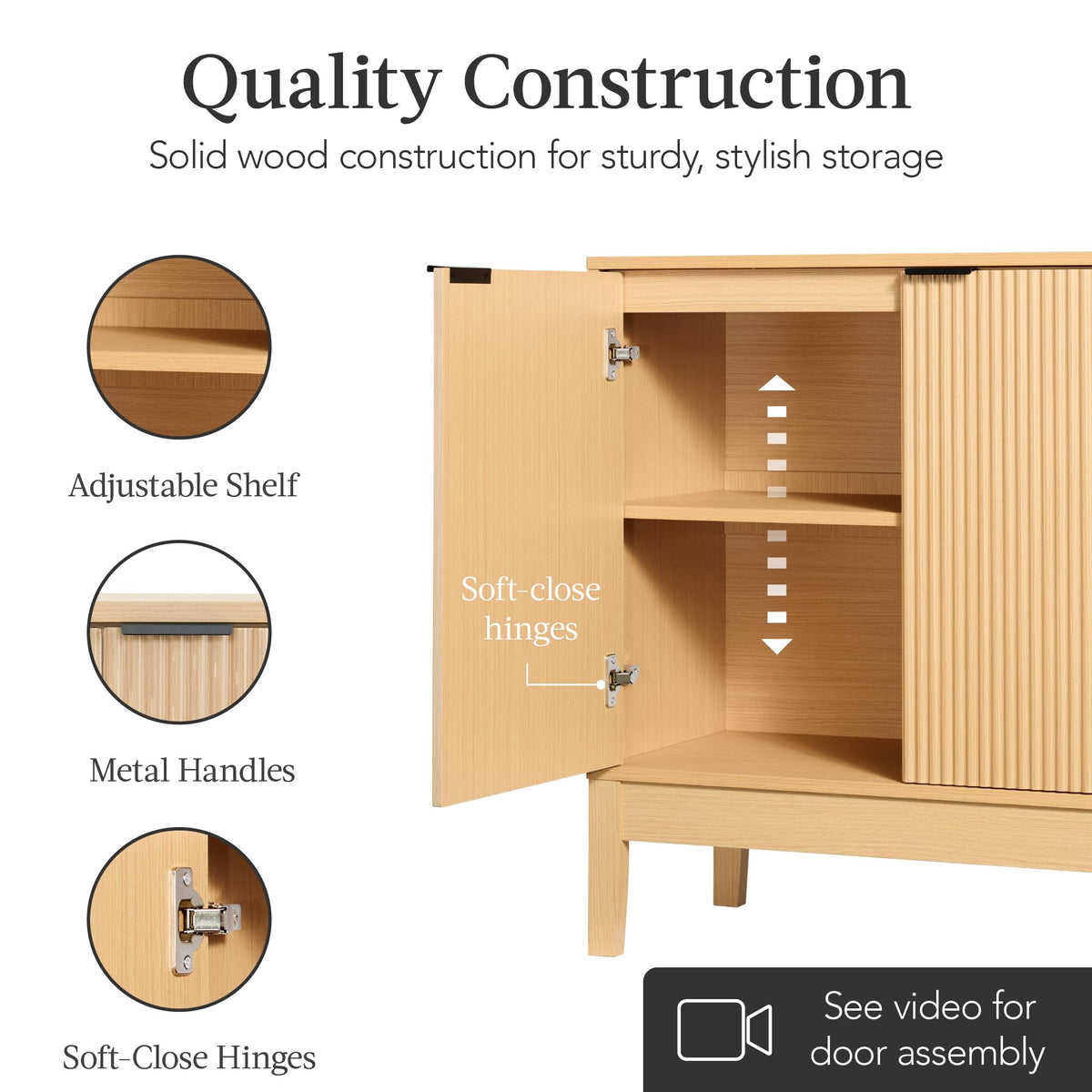 2-Door Storage Cabinet with Adjustable Shelves L112