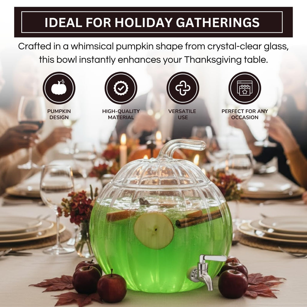 Glass Pumpkin Drink Dispenser 2 Gallon Z113704