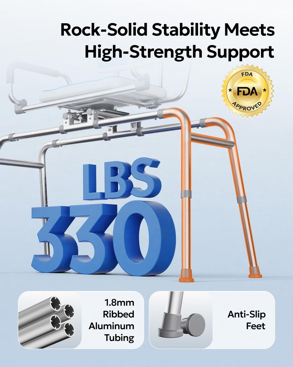 Sliding Shower Chair with 360° Swivel Seat Z180