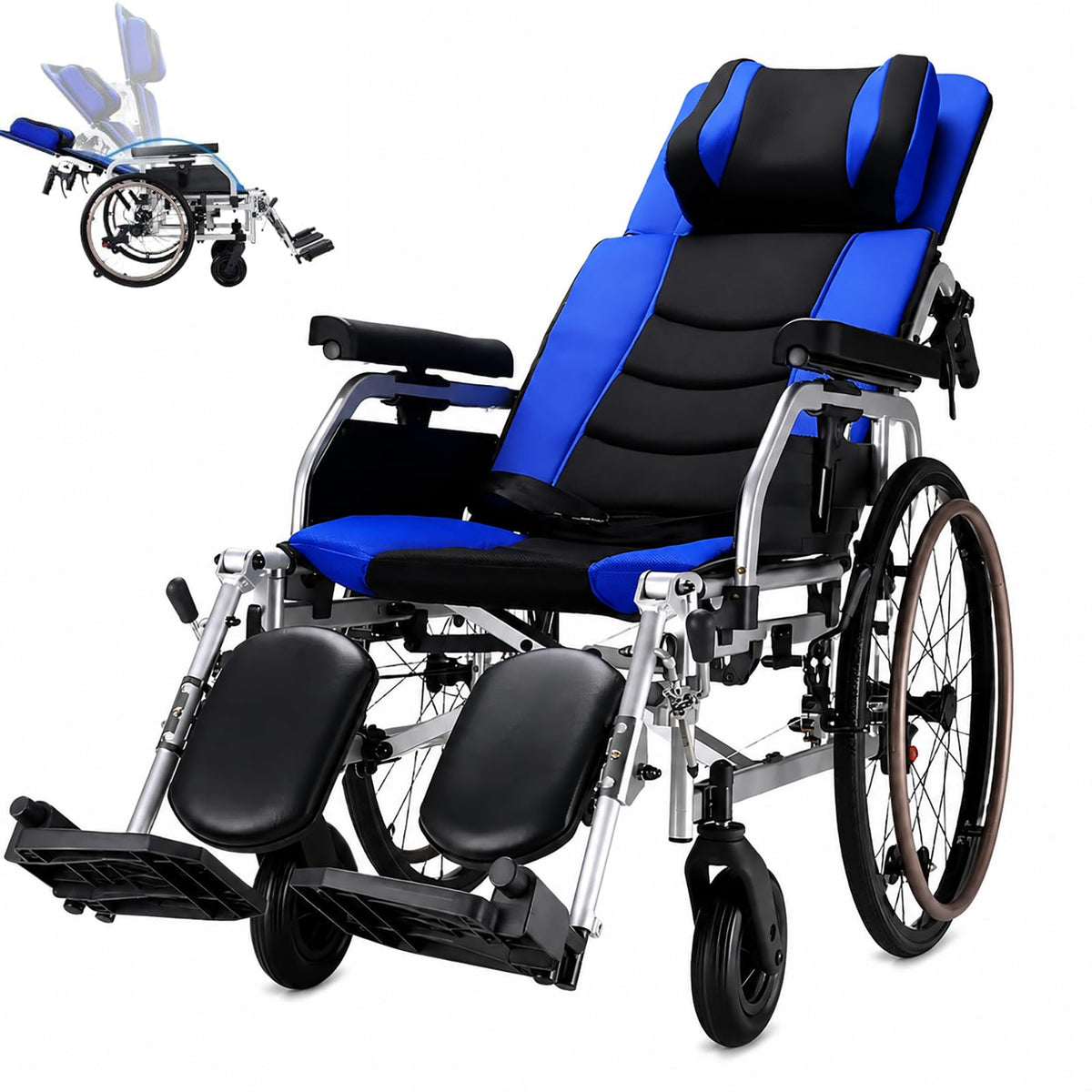 High Back Reclining Wheelchair with Elevating Leg Rests E22099