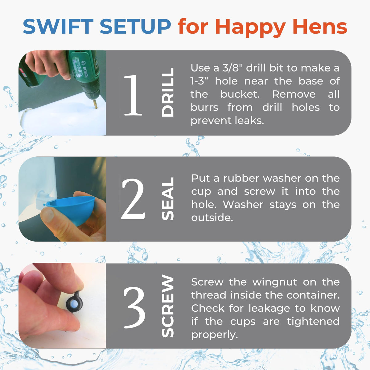 Blue Large Automatic Chicken Waterer Cups Pack of 5 D3028