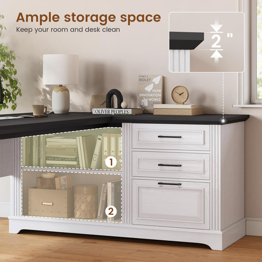 61" L Shaped Desk with Drawers E924401