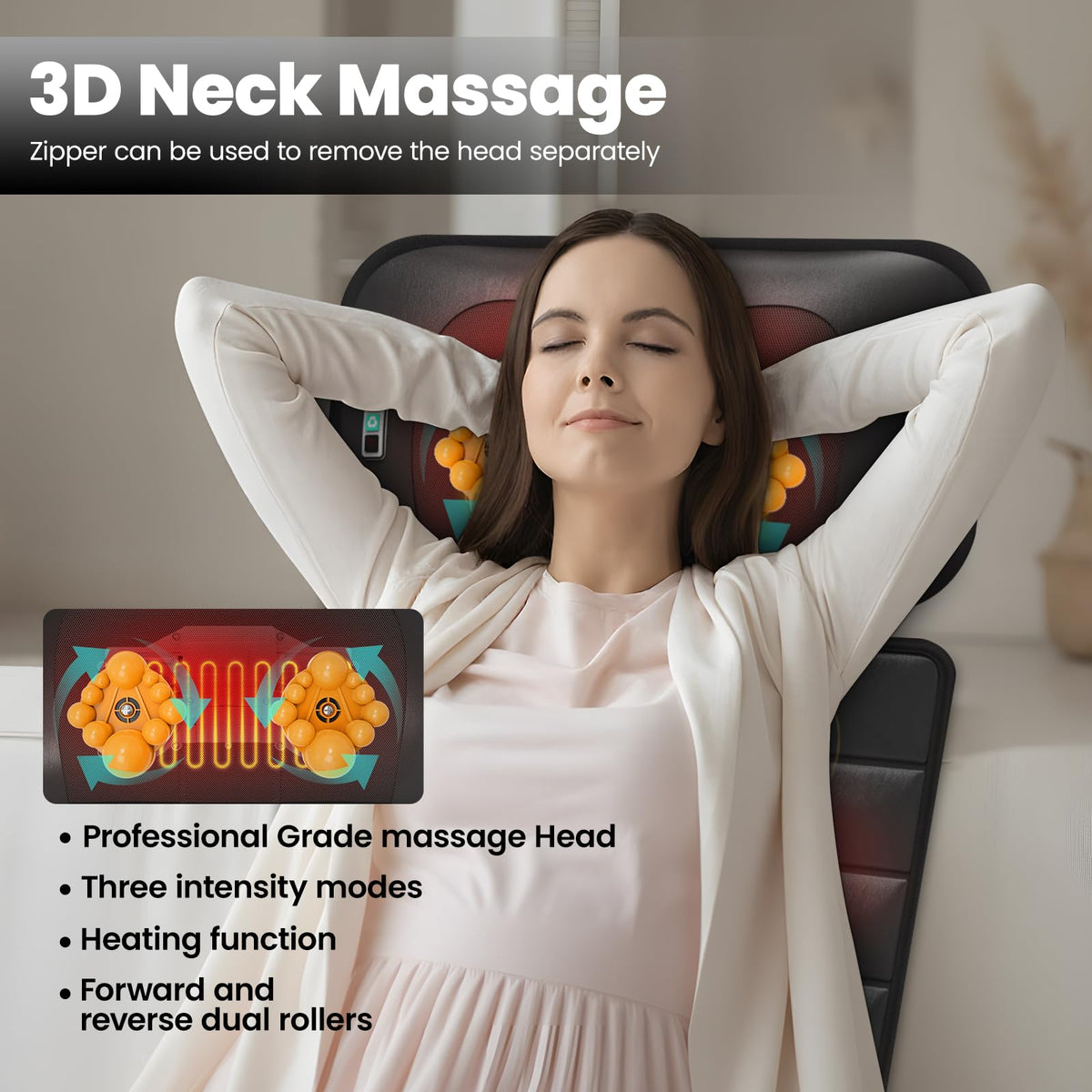 Black Full Body Vibration Heating Massage Mat with 10 Vibrating Motors and 9 Speed Settings G849439