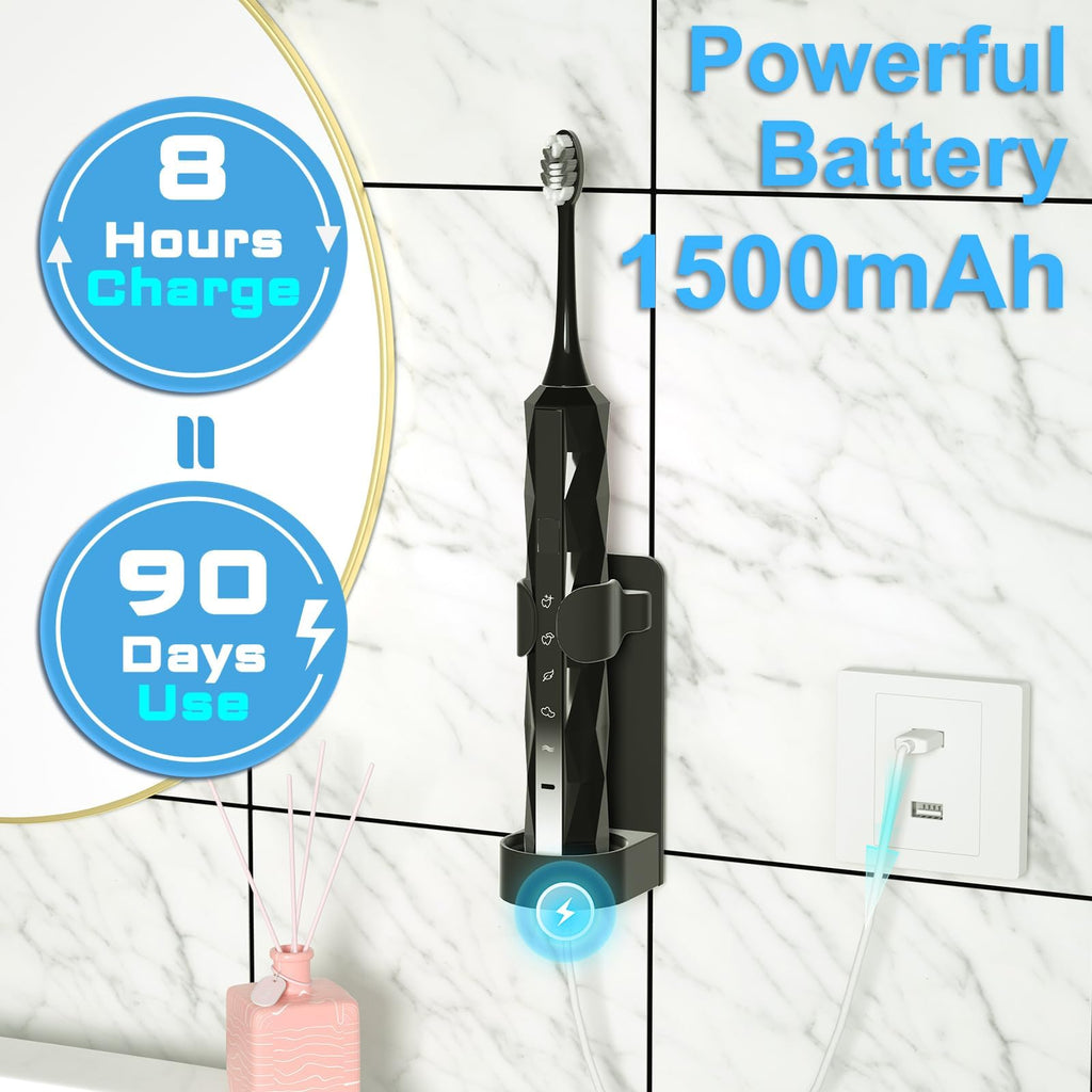 Sonic Electric Toothbrush with 10 Brush Heads & Travel Case, Black T195