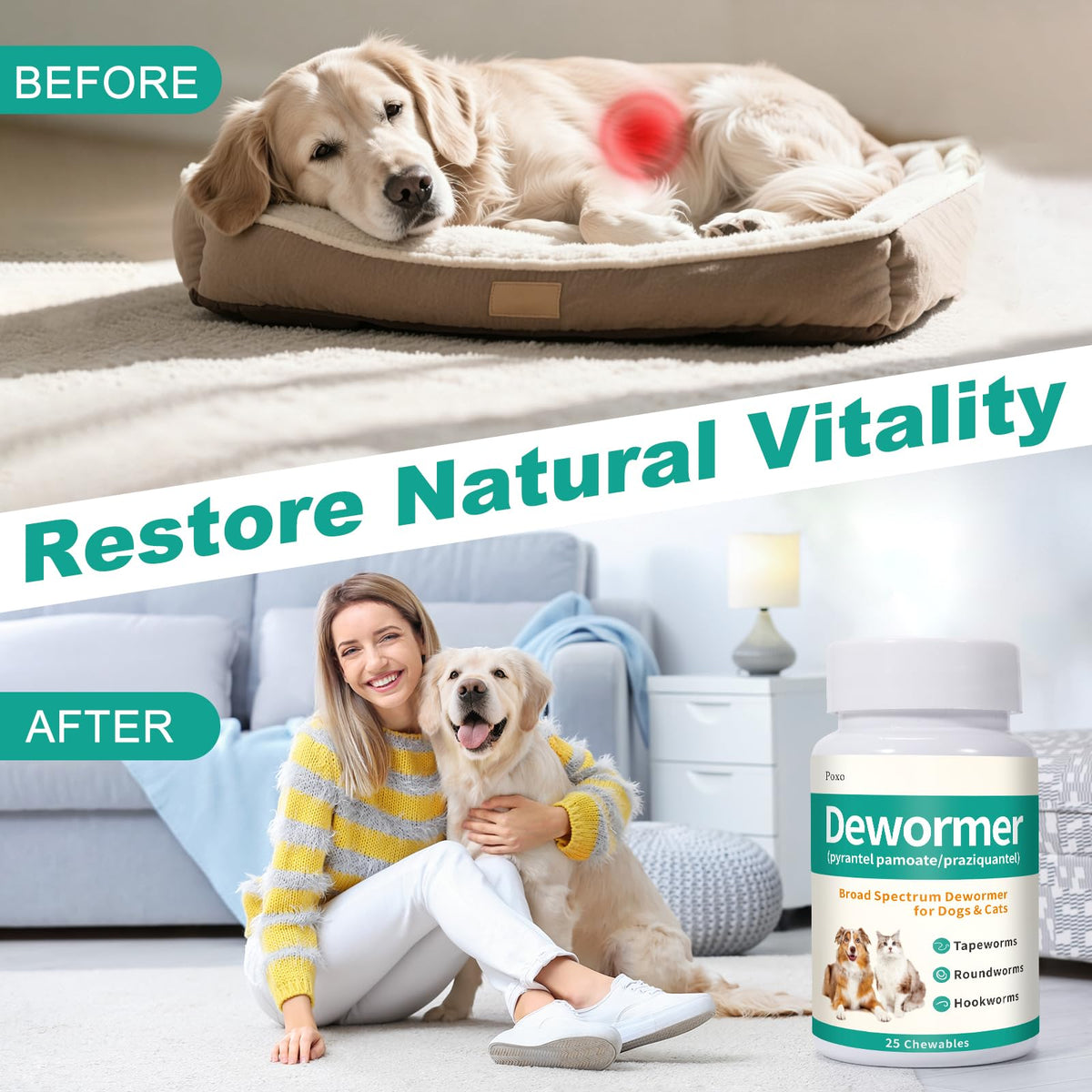 Dewormer for Dogs & Cats, 25 Chewable Z45048