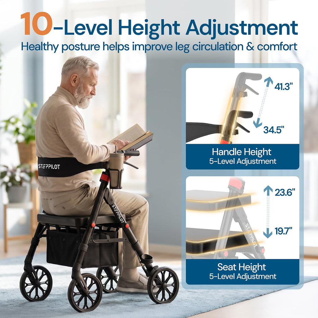 Bariatric Rollator Walker with Seat 500 lb Capacity W6892