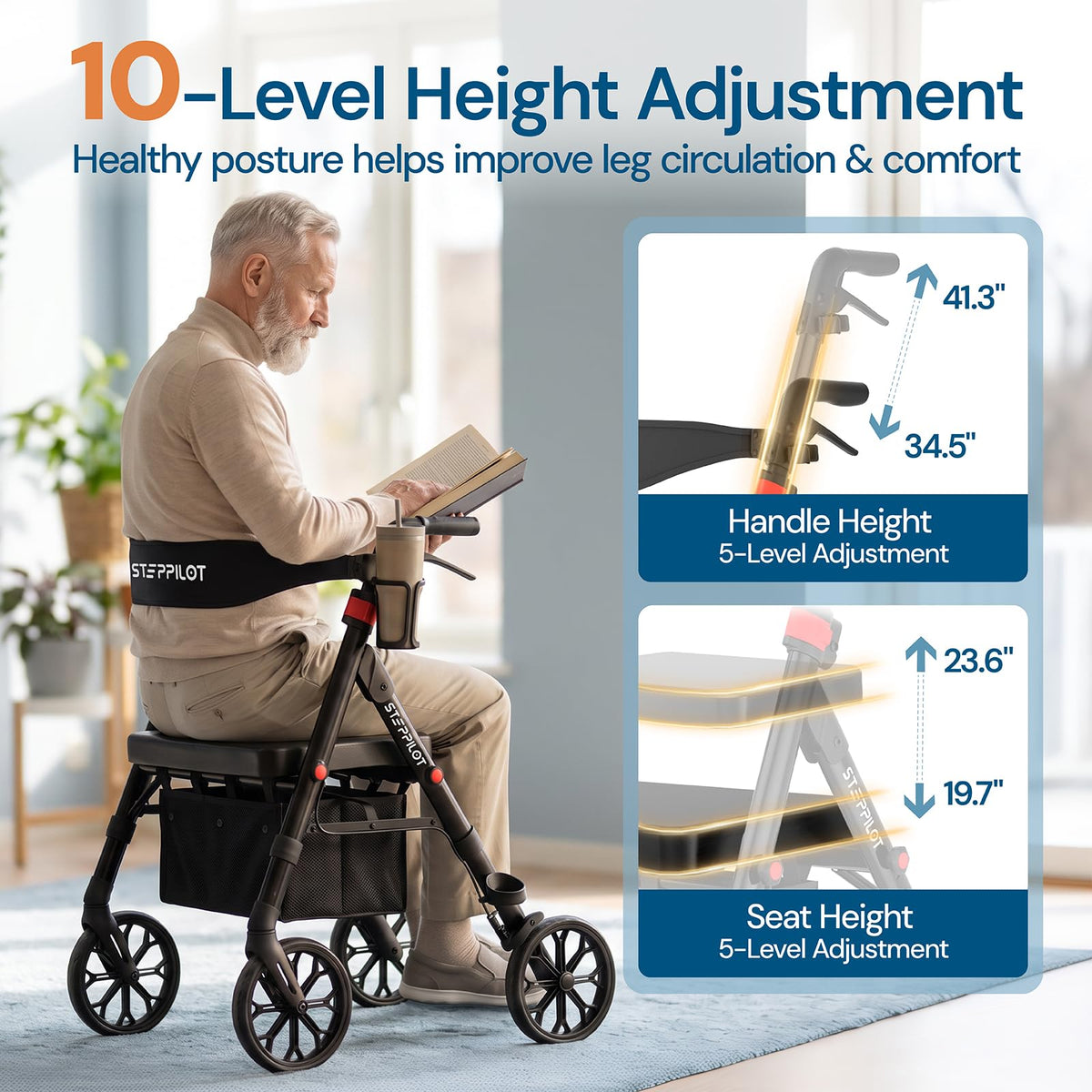 Bariatric Rollator Walker with Seat 500 lb Capacity W6892