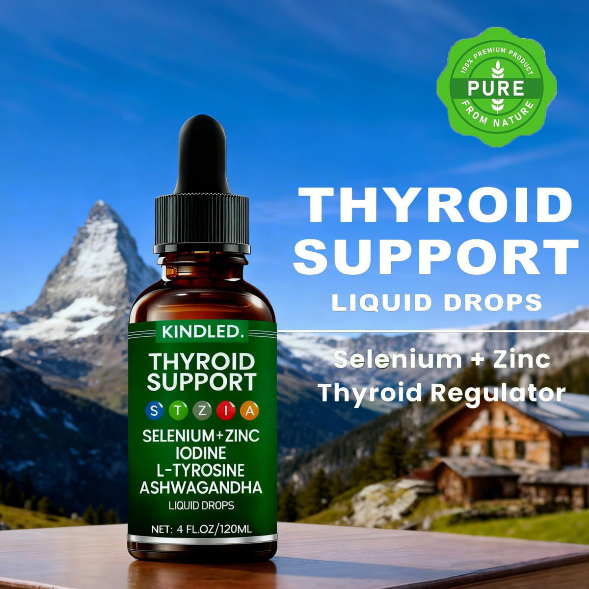 Thyroid Support Drops Selenium Zinc Iodine L-Tyrosine Ashwagandha Liquid Drops 4 FL.OZ X252