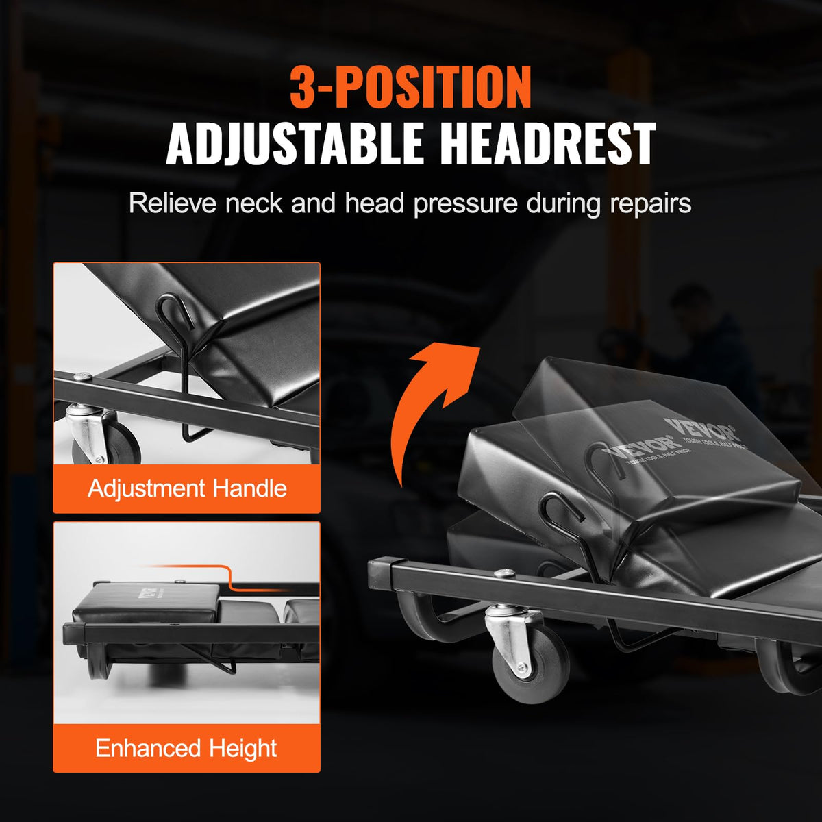 40-Inch 300 lbs Capacity Automotive Rolling Creeper with 6 Casters D495137