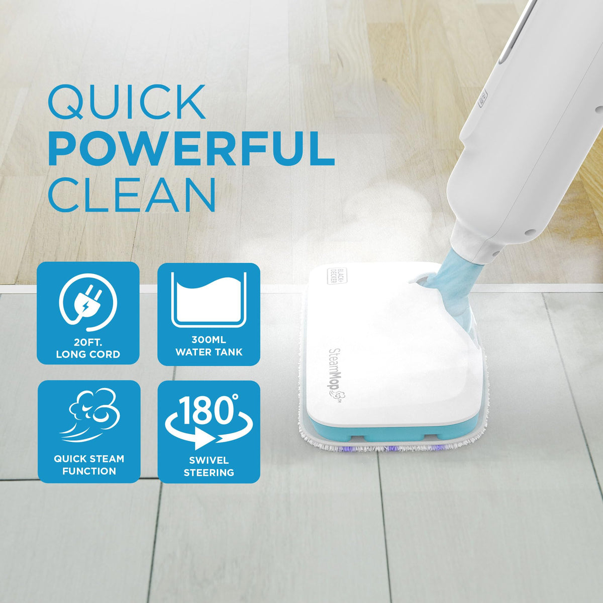 1300W Steam Mop with Carpet Glider and 2 Microfiber Pads K6651