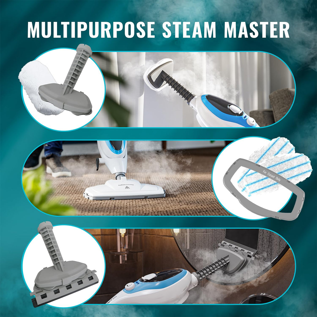 10-in-1 Steam Mop with Detachable Handheld Steam Cleaner H22168