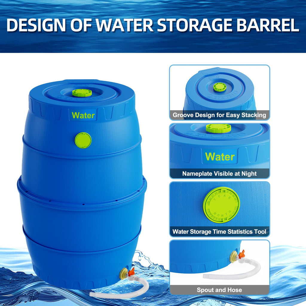 50 Gallon Blue BPA-Free Water Storage Barrel with Spigot G13918