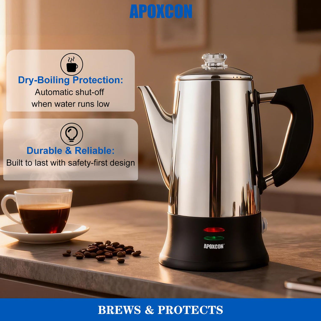 Electric Stainless Steel Coffee Percolator 12 Cup Q93547