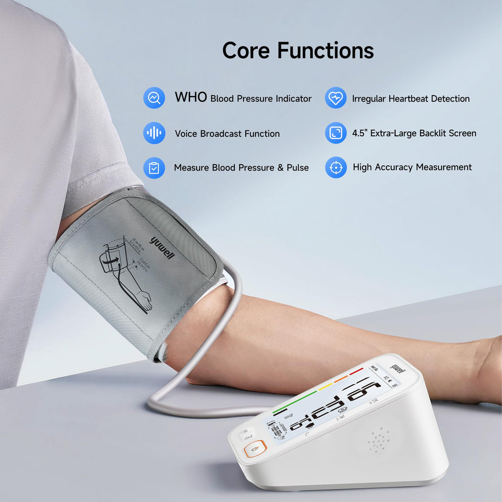 Upper Arm Blood Pressure Monitor with Adjustable Arm Cuff and Backlit Display O301