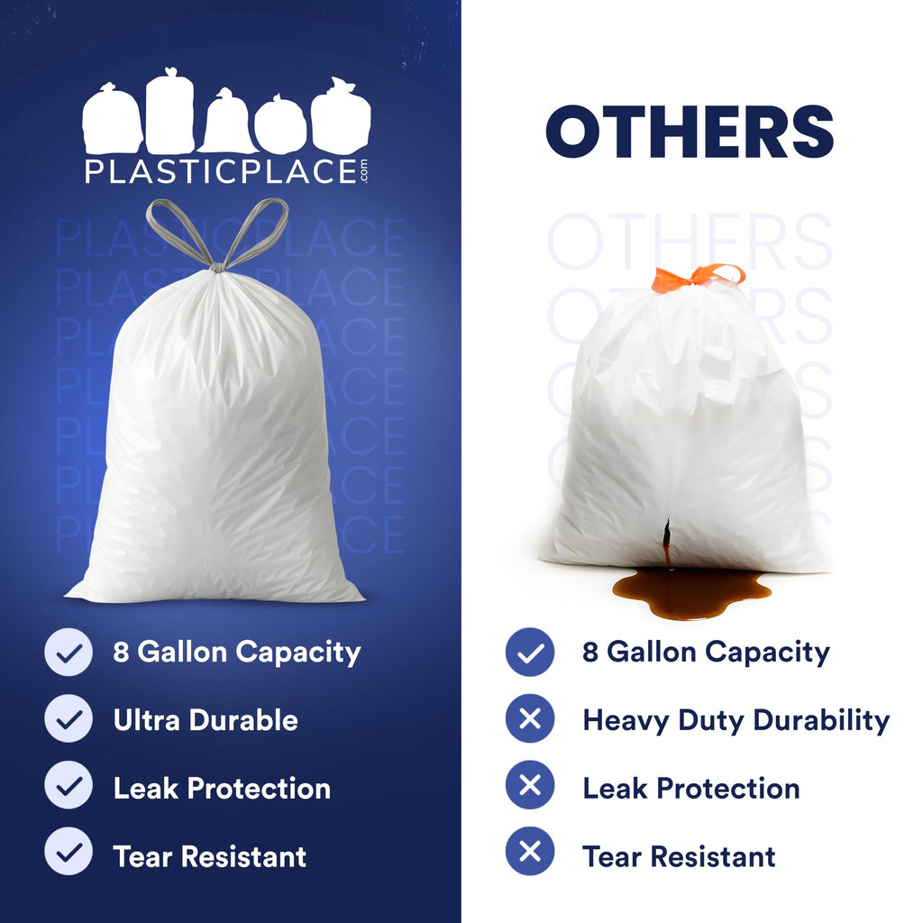 8 Gallon White Drawstring Trash Bags 200 Count G7829